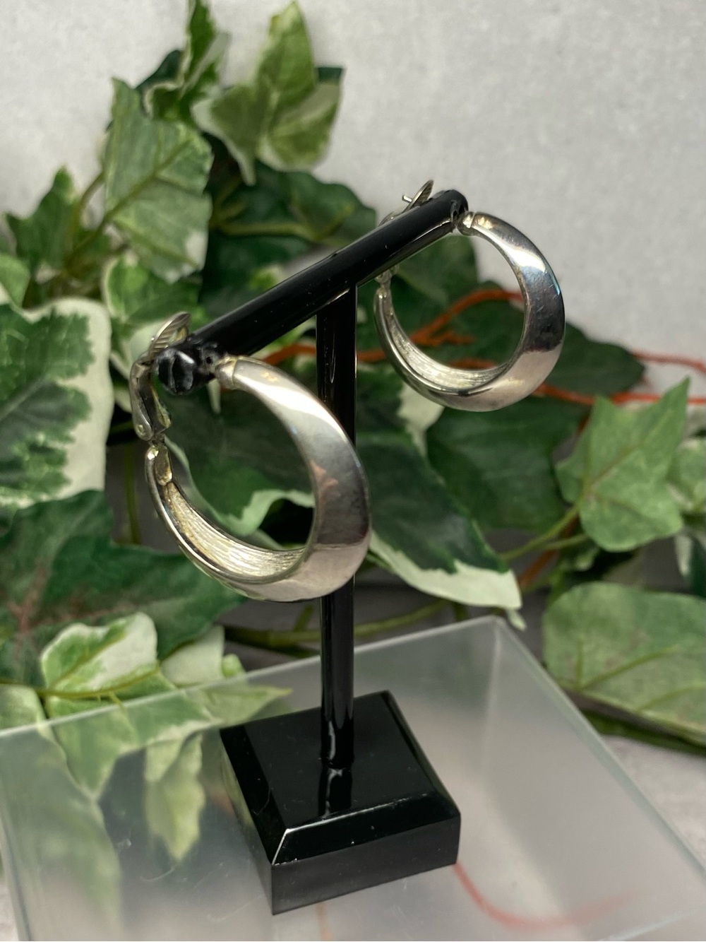 3/$15 Chunky Silver Tone Latch Back Hoop Earrings